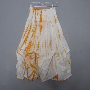 Solitaire Skirt Medium Tie Dye Bubble Midi Beachy Boho Cotton Lagenlook Hippie